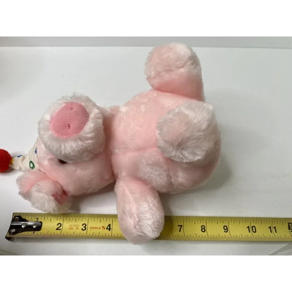Commonwealth Pink Pig 8” Plush Party Hat 1990s Stuffed Animal Sweetheart Friends